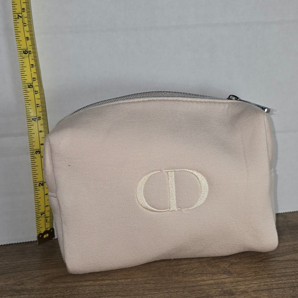 Christian Dior beauty makeup clutch bag with embroidered CD logo NEW